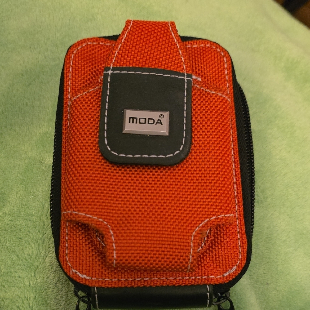 Moda Orange and Brown Phone Holder with Clip